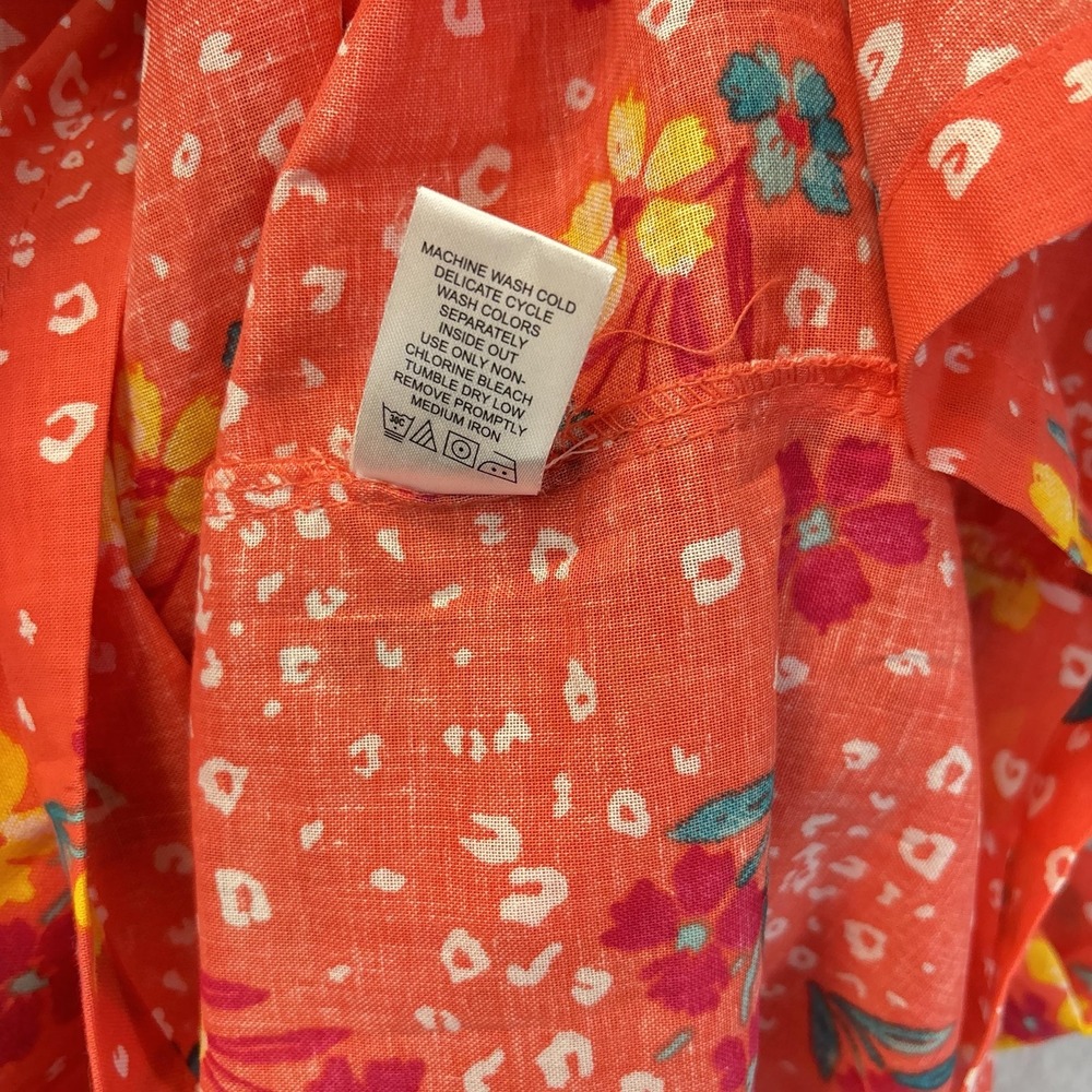 Only Necessities House Dress Womens 6X Orange Floral Sleeveless Pockets Muu Muu - Picture 9 of 11